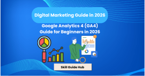Google Analytics 4 dashboard for beginners showing reports, events, and website analytics.